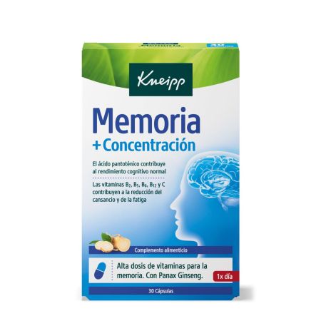 Kneipp Memoria+Concentración Complemento Alimenticio Complemento alimenticio contribuye al rendimiento cognitivo 30 uds