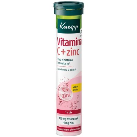 Kneipp Vitamina C+Zinc Complemento Alimenticio Complemento alimenticio ayuda a reforzar el sistema inmunitario con sabor limón 20 uds