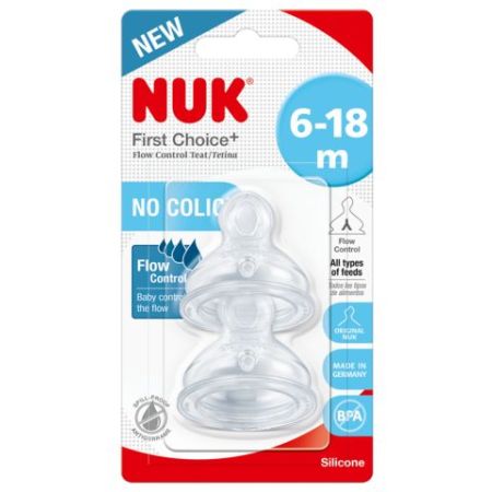 Nuk Tetina First Choice+ 6-18m Silicone Xl Tetina simula el pezón materno y se adapta a la forma de la mandíbula 2 uds