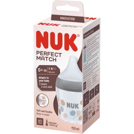 Nuk Biberón Aldogón Perfect Match +0m Silicona Biberón fácil de desmontar con tetina suave y elástica para un buen agarre 150 ml