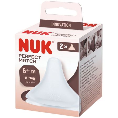 Nuk Tetina Perfect Match +6m Silicona Tetina simula el pezón materno y se adapta a la forma de la mandíbula 2 uds