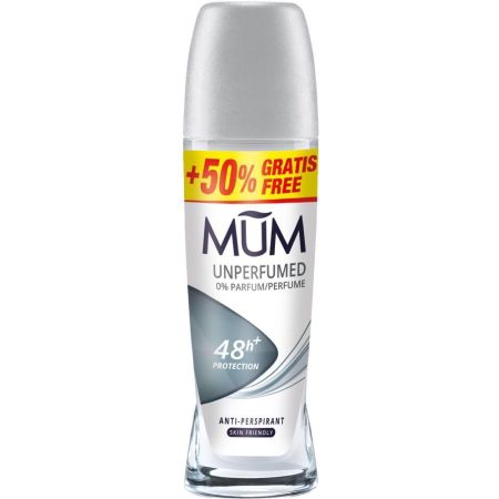 Mum Unperfumed Soft Desodorante Roll-On Formato Especial Desodorante sin perfume antitranspirante 48 horas de protección 75 ml