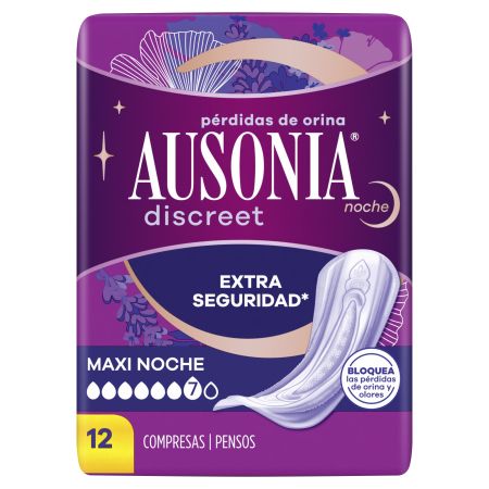 Ausonia Discreet Maxi Noche Compresas para pérdidas de orina 12 uds