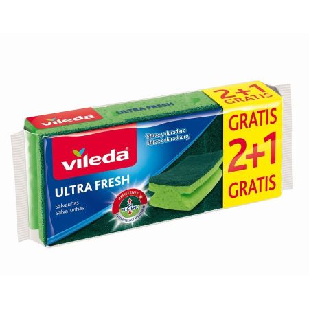 Vileda Ultra Fresh Salvauñas Formato Especial Estropajo elimina eficazmente la suciedad de todo tipo de superficies 3 uds