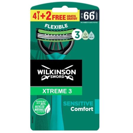 Wilkinson Maquinilla De Afeitar Xtreme 3 Formato Especial Maquinilla de afeitar se adapta a las zonas más complicadas 6 uds