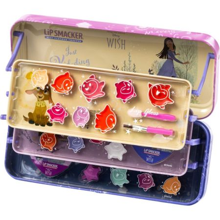 Lip Smacker Wish Estuche Set metálico de maquillaje con 3 pisos ideal para los más pequeños