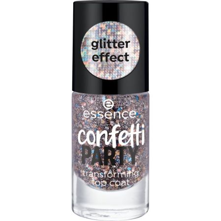 Essence Confetti Party Transforming Top Coat Tratamiento superior de efecto multicolor instantáneo llamativo