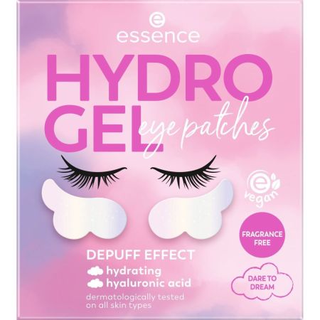 Essence Hydro Gel Depuff Effect Eye Patches Parches para el contorno de ojos reduce ojos cansados con ácido hialurónico y mentol