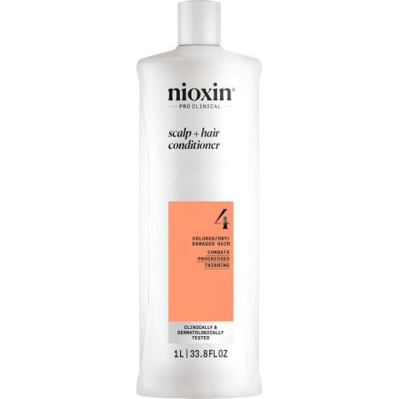 Nioxin System 4 Scalp+Hair Conditioner Acondicionador fortalecedor y voluminizador elimina sebo para cabello teñido y dañado con debilitamiento avanzado