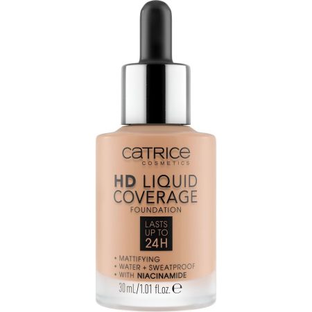 Catrice Hd Liquid Coverage Foundation Base de maquillaje textura ultraligera acabado atercipelado mate y pefecto hasta 24 horas