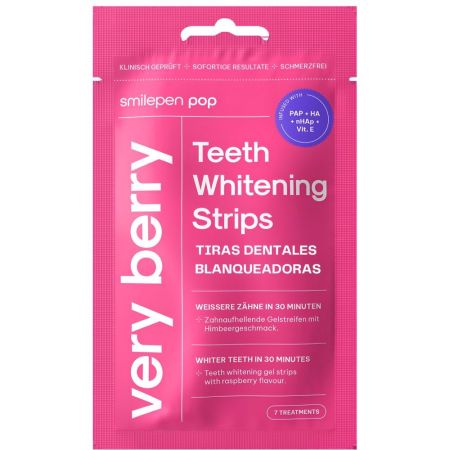 Smilepen Pop Very Berry Tiras Blanqueadoras Dientes Tiras blanqueadoras dientes más blancos en 30 minutos 7ud