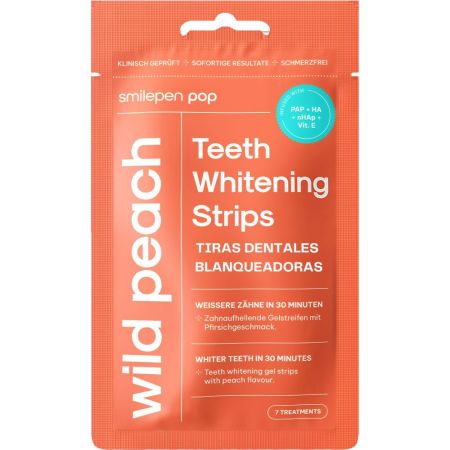 Smilepen Pop Wild Peach Tiras Blanqueadoras Dientes Tiras blanqueadoras dientes más blancos en 30 minutos 7ud