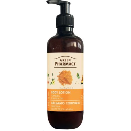 Green Pharmacy Cúrcuma Aceite Calabaza Bálsamo Corporal Bálsamo corporal vegano hidratante protector y antibacteriano aporta nutrientes y elasticidad 500 ml