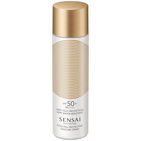 Sensai Silky Bronze Cooling Protective Suncare Spray Spf 50+ Spray solar antiedad proporciona sensación refrescante con fragancia a melocotón 150 ml