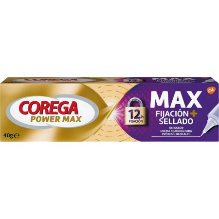 Corega Power Max Crema Fijadora Para Prótesis Dentales Crema fijadora de prótesis ofrece fijación fuerte ayudando a proteger las encías de irritación