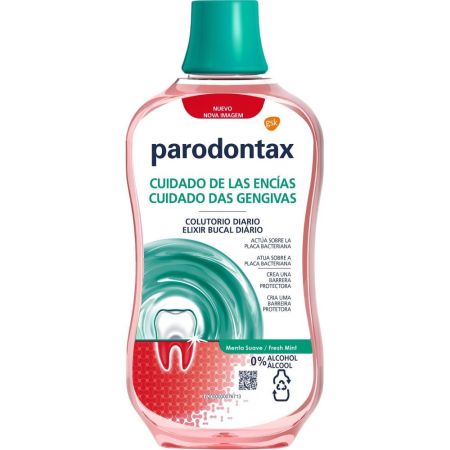 Parodontax Cuidado De Las Encías Colutorio Diario Menta Suave Enjuage bucal cuidado activo de encías y dientes 0% alcohol 500 ml