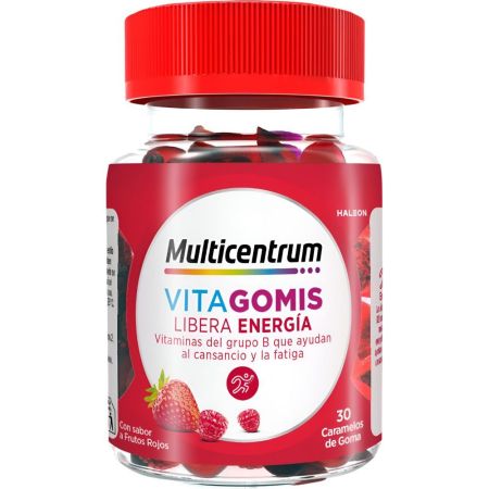 Multicentrum Vitagomis Libera Energía Complemento Alimenticio Caramelos de goma ayudan al cansancio y la fatiga con sabor a frutos rojos 30 uds