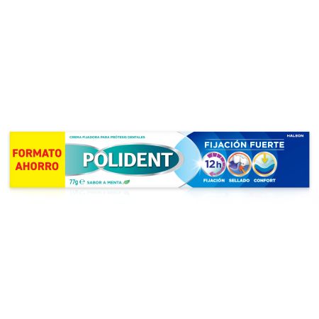 Polident Crema Fijadora Fijación Fuerte Original Crema para prótesis dentales fijación fuerte todo el día 77 gr