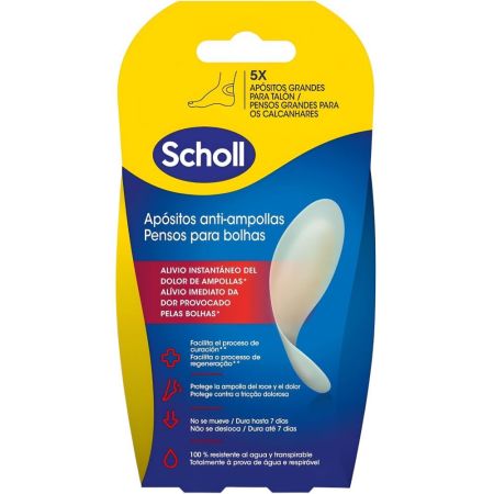 Scholl Apósitos Anti-Ampollas Apósitos para talones se ajustan perfectamente y combaten la ampolla con alivio inmediato 6 uds