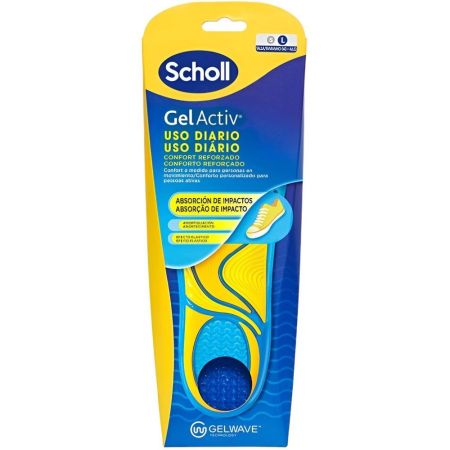 Scholl Gel Activ Uso Diario Número 40-46.5 Plantillas de gel para hombre eliminan el olor y absorben el sudor con revestimiento 2 uds