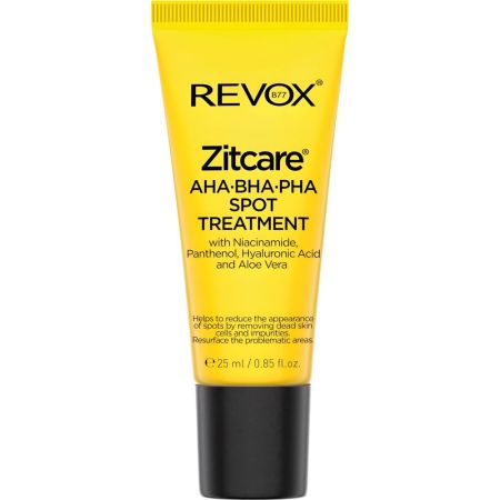 Revox Zitcare Aha-Bha-Pha Spot Treatment Tratamiento facial antiimperfecciones y manchas tópicas reduce el acné eliminado piel muerta 25 ml