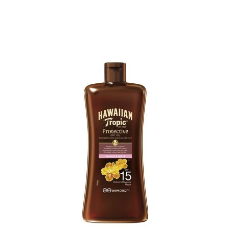 Hawaiian Tropic Protective Dry Oil Coconut & Guava Spf 15 Aceite solar bronceador para piel ultrasuave hidratada y brillante 100 ml