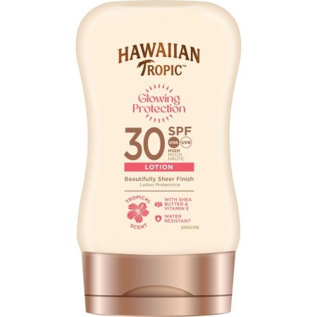 Hawaiian Tropic Glowing Protection Lotion Spf 30 Loción solar corporal de textura no grasa muy resistente al agua para piel radiante