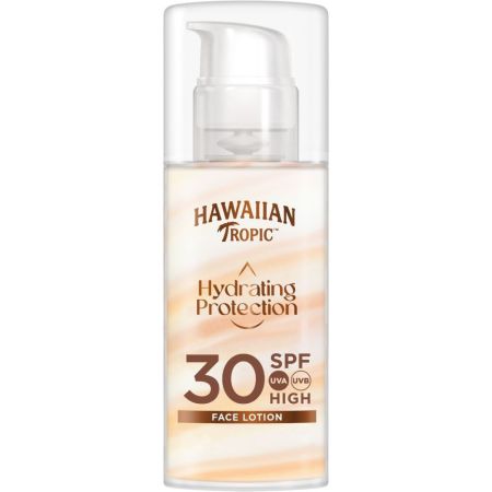 Hawaiian Tropic Hydrating Protection Face Lotion Spf 30 Loción solar facial de textura ultraligera muy resistente al agua no obstruye poros 50 ml