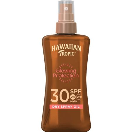 Hawaiian Tropic Protective Dry Spray Oil Mist Spf 30 Aceite solar ofrece piel ultrasuave hidratada y brillante con coco y aceite de argán 200 ml