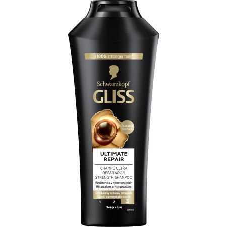 Gliss Ultimate Repair Champú Ultra Reparador Champú reparador aporta flexibilidad y brillo con keratina para cabello muy dañado