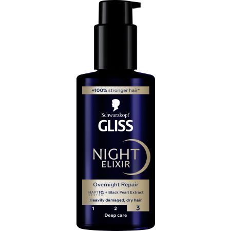 Gliss Night Elixir Overnight Repair Sérum capilar reconstruye el cabello intensamente sin apelmazar para cabello dañado o seco 100 ml