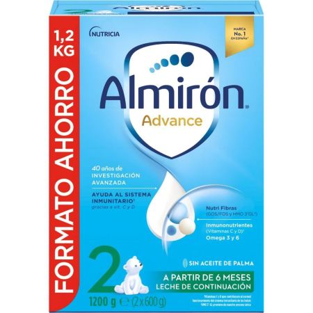 Almirón Advanced 2 Leche De Continuación Formato Ahorro Leche en polvo cubre las necesidades nutricionales a partir de 6 meses 1200 gr