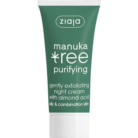 Ziaja Manuka Crema Facial De Noche Crema de noche vegana exfolia ilumina hidrata y reduce poros con aceite de almendras 50 ml