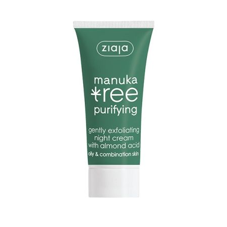 Ziaja Manuka Tree Purifying Gently Exfoliating Night Cream Crema de noche exfolia ilumina hidrata y reduce poros con aceite de almendras 50 ml