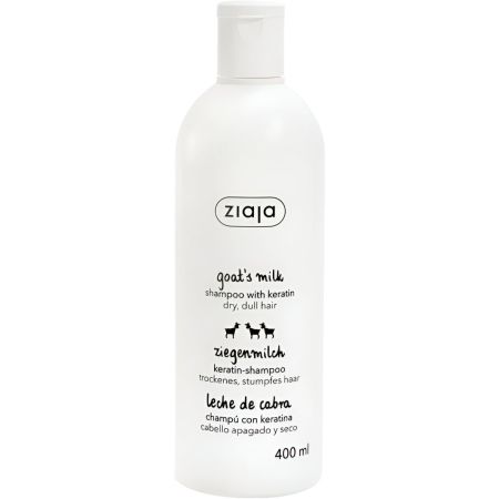 Ziaja Lche De Cabra Champú Con Keratina Champú fortalecedor con keratina vegano para cabello seco y apagado 400 ml