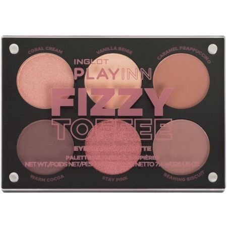 Inglot Playinn Frizzy Toffee Eyeshadow Paleta de sombras ideal para crear looks deslumbrantes y personalizados 6 tonos