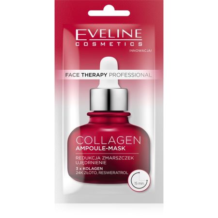 Eveline Cosmetics Face Therapy Professional Collagen Ampoule-Mask Mascarilla profesional reduce líneas de expresión arrugas firmeza y rejuvenecimiento 8 ml