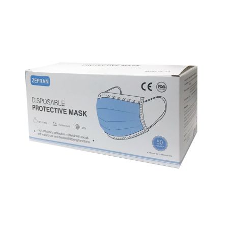 Zefran  Mascarilla desechable protectora facial 3 capas (pedido mínimo 50 unidades)