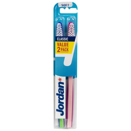 Jordan Cepillo Dental Classic Soft Duplo Cepillo de dientes cabezal ovalado y cerdas redondeadas 2 uds