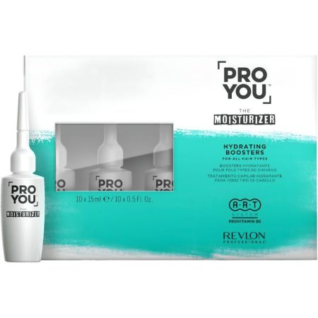 Revlon Professional Pro You The Moisturizer Hydrating Bossters Tratamiento capilar intensivo ofrece hidratación brillo y suavidad para cabello seco y deshidratado 10x15 ml