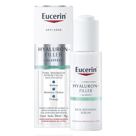 Eucerin Hyaluron-Filler +3x Effect Sérum antiedad rellena líneas de expresión y arrugas minimiza poros y protege 30 ml