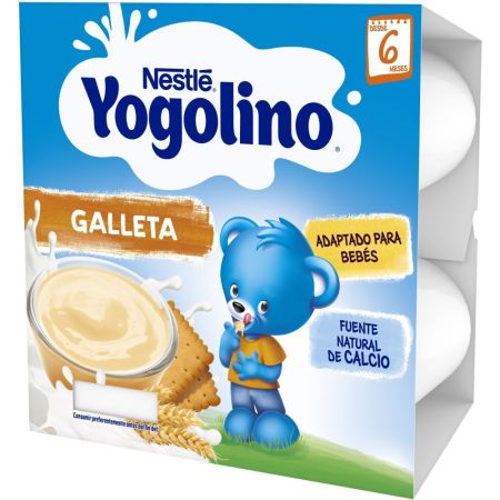 Nestle Yogolino Postre Lácteo Galleta Postre lácteo ayuda al crecimiento y desarrollo normal de los huesos a partir de 6 meses 4x100 gr