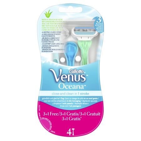 Gillette Venus Oceana Maquinilla De Afeitar Formato Especial Maquinilla de afeitar desechable depilación apurada y limpia en una pasada 4 uds