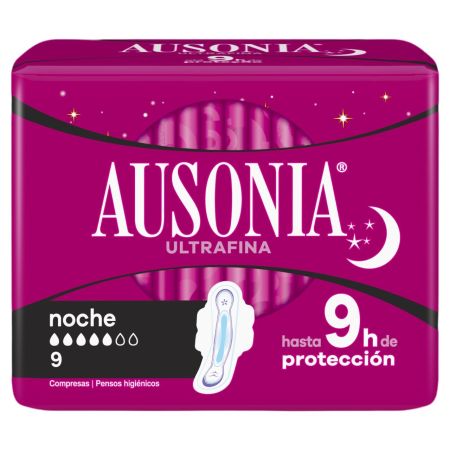 Ausonia Ultrafina Noche Compresas Compresas de noche hasta 9 horas de protección 9 uds