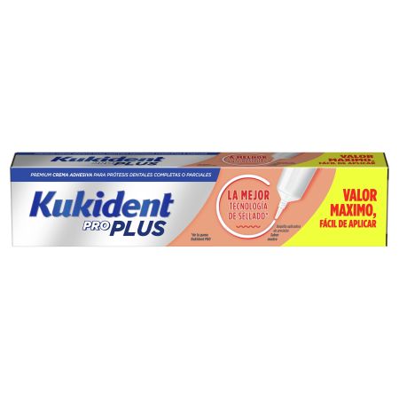 Kukident Pro Plus Crema Adhesiva Valor Maximo Crema adhesiva para prótesis dentales completas o parciales efecto sellado 57 gr