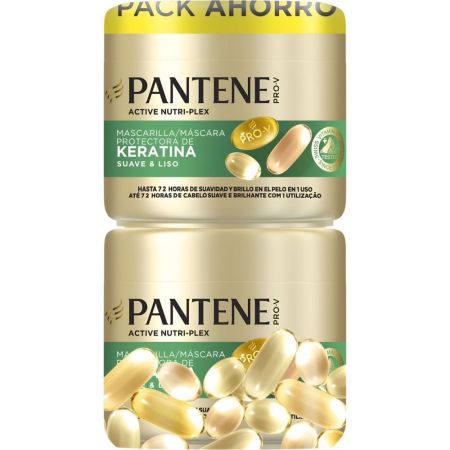 Pantene Pro-V Suave & Liso Pack Ahorro Pack mascarilla intensiva reconstructora de keratina 72 horas 2x300 ml