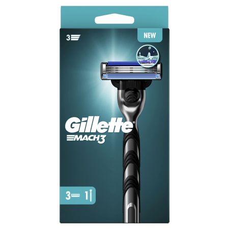 Gillette Mach3 Maquinilla De Afeitar Estuche Maquinilla de afeitar con acero de corte preciso para durar hasta 15 afeitados