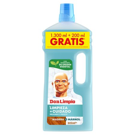 Don Limpio Fregasuelos Limpieza + Cuidado Formato Especial Fregasuelos limpia sin rayar dejando las superficies delicadas brillantes y con un frescor increíble 1500 ml