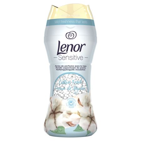 Lenor Sensitive Frescor De Algodón Perlas De Perfume Potenciador de fragancia para la ropa limpieza tradicional aromática y profunda 210 gr