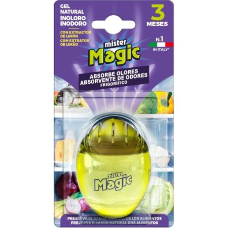 Mister Magic Absorbe Olores Con Extractos Naturales De Limón Neutralizador de olores para frigorífico aroma limón eficaz durante 3 meses